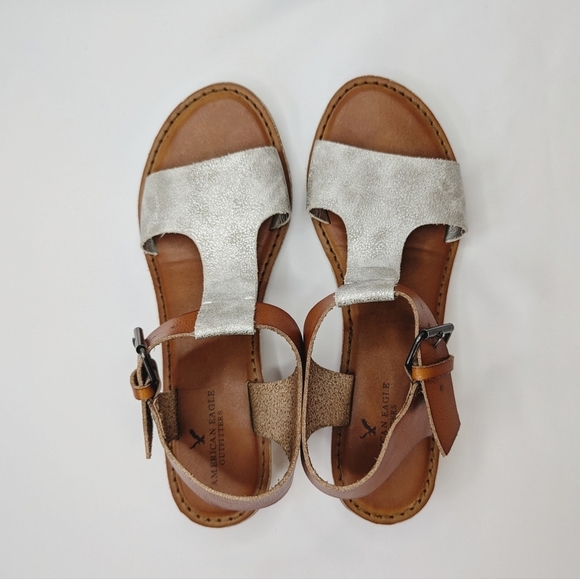 American Eagle Outfitters Silver Metallic Sandals, Women's size 11 - Picture 1 of 9
